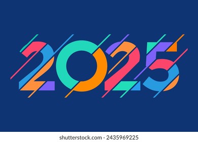 2025 Happy New Year, colorful design vector. trend new year 2025 template	