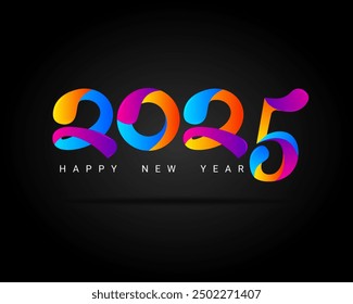 2025 happy new year colorful Text design. 2025 Happy New Year vector design illustration