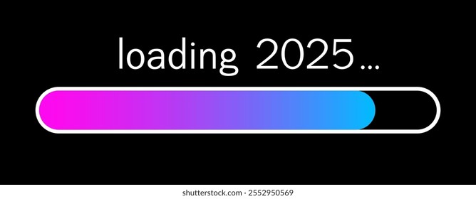 2025 Happy New Year countdown timeline design. Gold Blaster Load Bar 2025 year. Expectation of the holiday