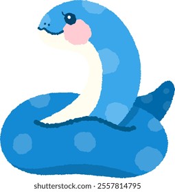 2025 happy new year cute blue snake character