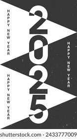 2025 happy new year design illustration . 2025 number design in black and white . vector for greeting, banner, poster and social media post.