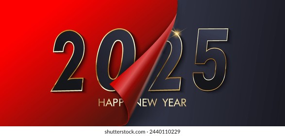 2025, Happy New Year 2025, Design template with typography logo 2025 for celebration and season decoration.