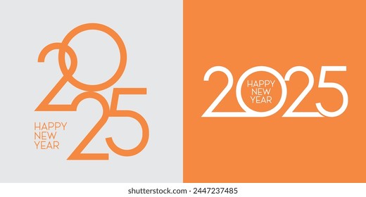 2025 Feliz Año Nuevo. Plantillas de diseño con logotipo tipográfico 2024 para celebración y decoración de temporada. 