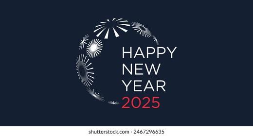 2025 Happy New Year design vector. fireworks and trendy new year 2025 logo design template.