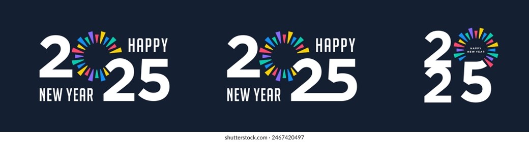 2025 Happy New Year design vector. colorful fireworks and trendy new year 2025 design template.