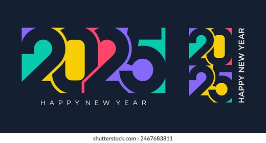 2025 Feliz Año Nuevo Vector de diseño. Plantilla de diseño de moda año nuevo 2025.