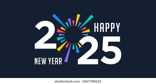 2025 Happy New Year design vector. colorful fireworks and trendy new year 2025 design template.