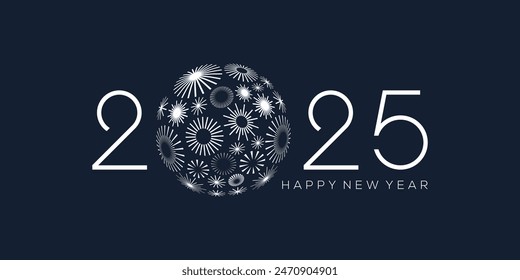 2025 Happy New Year design vector. fireworks and trendy new year 2025 logo design template.