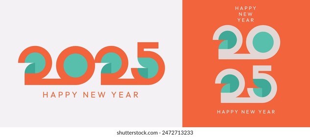 2025 Feliz Año Nuevo diseño. Fuerte tipografía. Colorido. Feliz año nuevo 2025 poster de diseño.