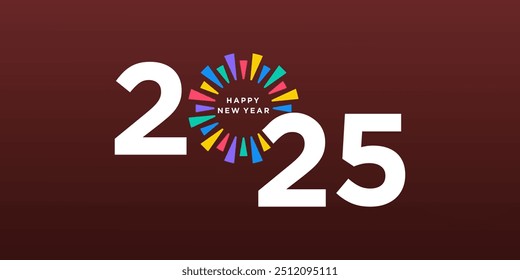 2025 Happy New Year design vector. colorful fireworks and trendy new year 2025 design template.