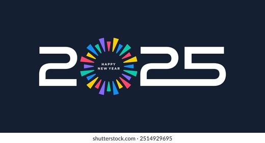 2025 Happy New Year design vector. colorful fireworks and trendy new year 2025 design template.