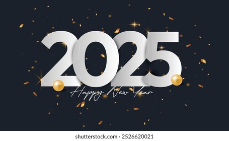 2025 Happy New Year Design Set with real numbers and elegant color. Premium vector design for a banner greetings and celebrations.
