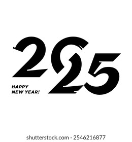 2025, Happy New Year 2025 Design template with typography logo 2025 for celebration and season decoration. Minimalist trendy background for branding, banner, cover, card