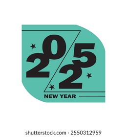 2025 Happy New Year gouden logo tekst ontwerp op zwarte achtergrond