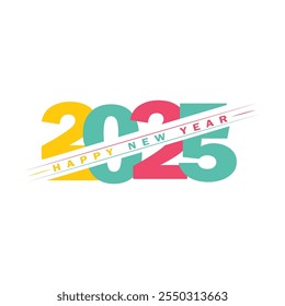 2025 Happy New Year gouden logo tekst ontwerp op zwarte achtergrond