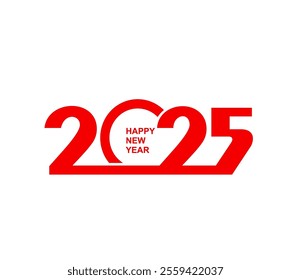 2025 Happy New Year greeting and calendar number, vector winter holiday date. Happy New Year with 2025 number in creative design for calendar date page font, invitation poster or social media