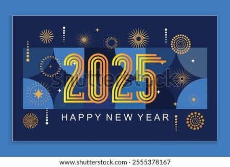 2025 happy New Year. Greeting banner, flyer, poster with geometric symbols of Christmas vector