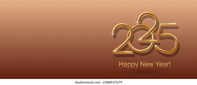 2025 Happy New Year hand lettering calligraphy. Vector holiday illustration element. Typographic element for banner, poster, congratulations.