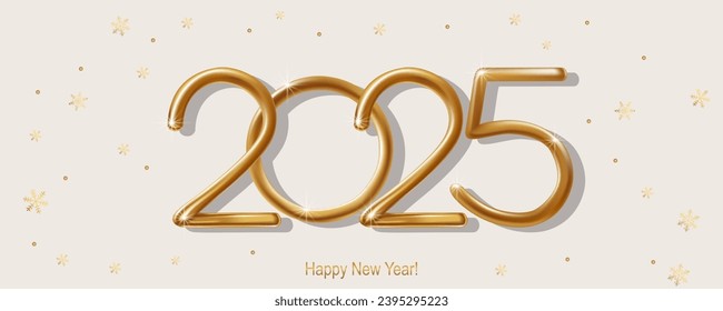 2025 Happy New Year hand lettering calligraphy. Vector holiday illustration element. Typographic element for banner, poster, congratulations.