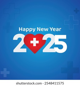 2025 Happy New Year Health Care Social Media Post Design Template 