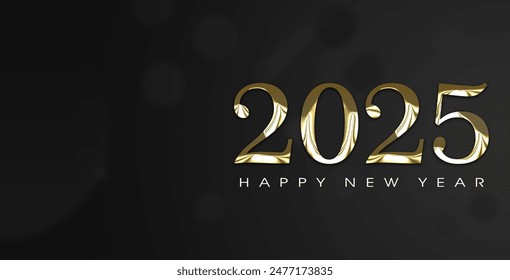 2025, Happy New 2025 Year. Holiday vector illustration of Golden numbers 2025