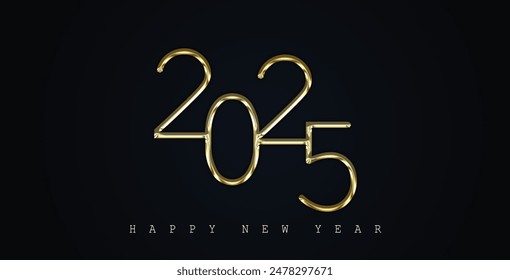 2025, Happy New 2025 Year. Holiday vector illustration of Golden numbers 2025