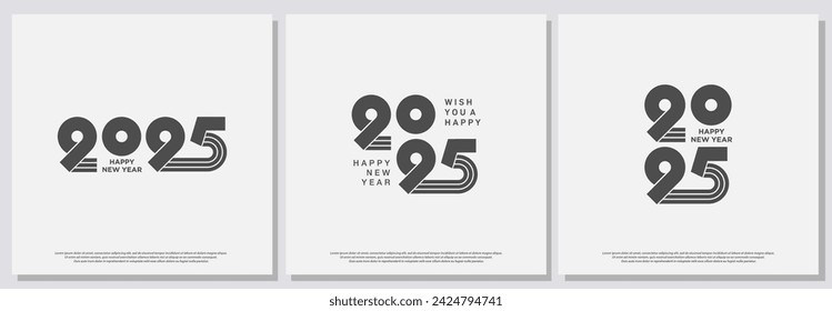 2025 Happy New Year. Illustration for the festive New Year 2025 celebration on square set background