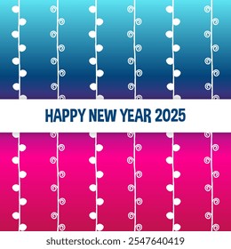 2025 Happy New Year illustration. Greeting card for celebration, decoration, winter holiday. Hand drawn twig vector pattern. Gradient background