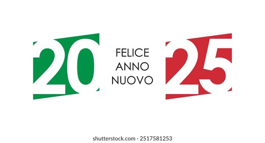 2025 feliz ano novo italiano texto com bandeira da itália