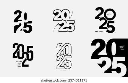 2025 Happy New Year logo text design. Set of 2025 number design template. Vector illustration.