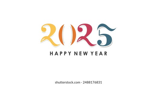 2025 Happy New Year logo design vector. colorful and trendy new year 2025 design template.