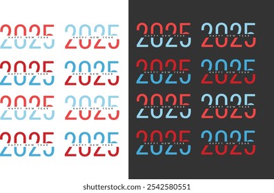 2025 Happy New Year logo text design. 2025 number design template. vector illustration.