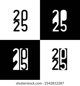 2025 Happy New Year logo tekst ontwerp