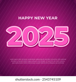 2025 Happy New Year Logo Square Banner Background Design with cute style