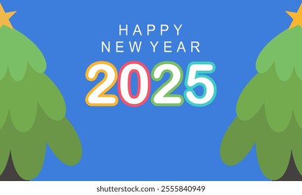 2025 Happy New Year logo design vector. colorful and trendy new year 2025 design template.