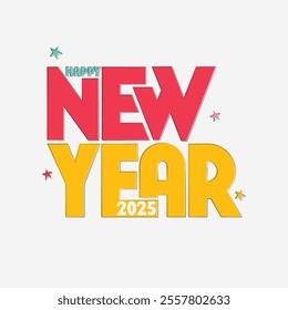 2025 Happy New Year logo text design on a dark blue background and white background. vector illustration.