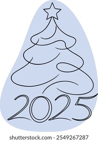 2025 Happy New Year Merry Chrismas black  text design on white background