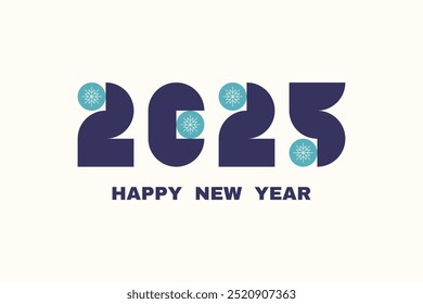 2025 Happy New Year. Modern banner, greeting card, invitation, flyer. New Year template in minimalistic bauhaus style.
