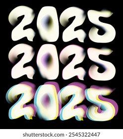 2025 Happy New Year modern white color logo text design on black background