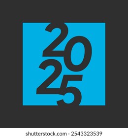 2025 Happy New Year negative logo text design on black background and white background