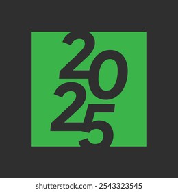 2025 Gelukkig Nieuwjaar negatief logo tekst ontwerp op zwarte achtergrond en witte achtergrond