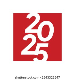 2025 Gelukkig Nieuwjaar negatief logo tekst ontwerp op zwarte achtergrond en witte achtergrond