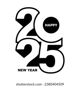 2025 Happy New Year Number Design. 2025 Flat Typography Vector Illustration.