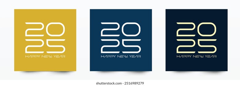 2025 Happy New Year number design vector template multicolor set
