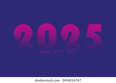 2025 Happy New Year. Numbers with circular halftone dot pattern texture. Vector half tone illustration. Holiday greetings on blue background horizontal poster 