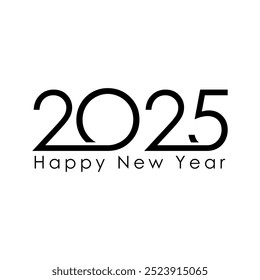 2025 happy new year on white background