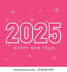 2025 happy new year on pink color background