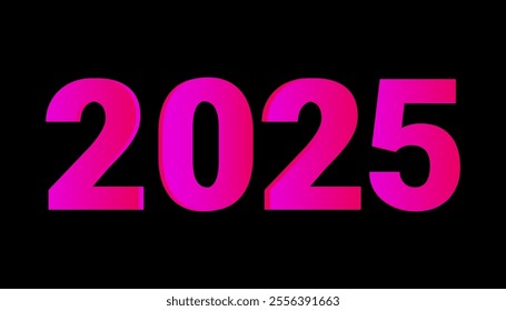 2025 Happy New Year Pink colure  text design on black background