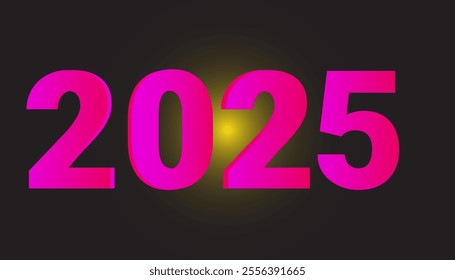 2025 Happy New Year Pink colure  text design on black background