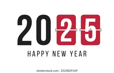 2025 happy new year poster, greeting card or social media post template, white background vector illustration